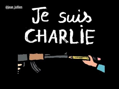Con caricaturas y mensajes rinden homenaje a 'Charlie Hebdo'