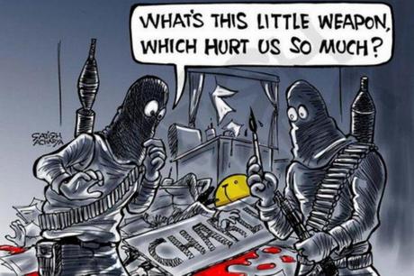  Con caricaturas y mensajes rinden homenaje a 'Charlie Hebdo