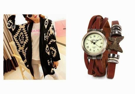 minitake reloj vintage y cardigan de moda