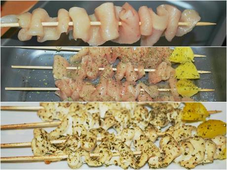 Brochetas de filetes de pollo Brochetas de filetes de pollo