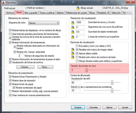 Cambiar el tamaño del cursor de Autocad