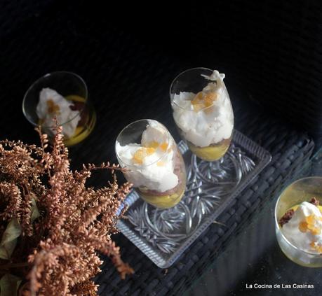 Crema de Naranja con Mousse de Naranja Confitada y Chocolate Crema de Naranja con Mousse de Naranja Confitada y Chocolate