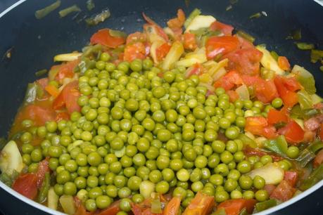 Pisto con pollo gratinado con queso cheddar Pisto con pollo gratinado con queso cheddar