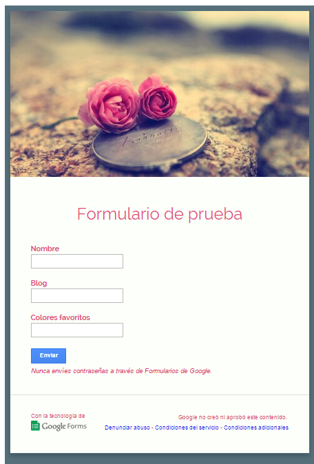 Personalizar formulario de google para el blog