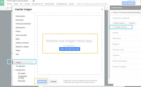 Personalizar formulario de google para el blog