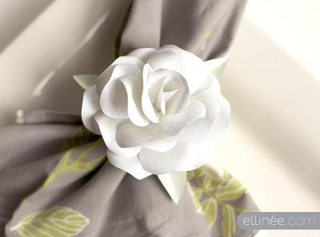 Paper Rose Napkin Ring Holder