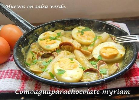 HUEVOS EN SALSA VERDE CON ALMEJAS Y ESPÁRRAGOS. HUEVOS EN SALSA VERDE CON ALMEJAS Y ESPÁRRAGOS.