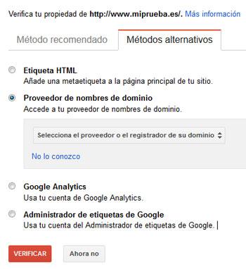 ¿Cómo verificar la propiedad de un dominio en Google Webmaster Tools? verificar-propiedad-dominio-google-webmaster-tools