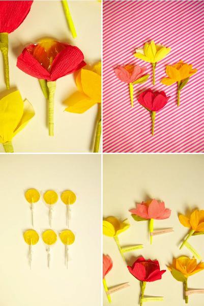 Flores DIY con piruletas para San Valentín