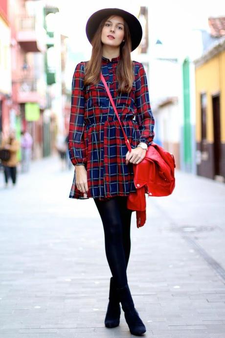 Checkered Navy Dress