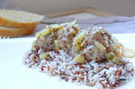 Albondigas en salsa de manzana y mostaza a la antigua,receta de cocina albondigas en salsa de manzana