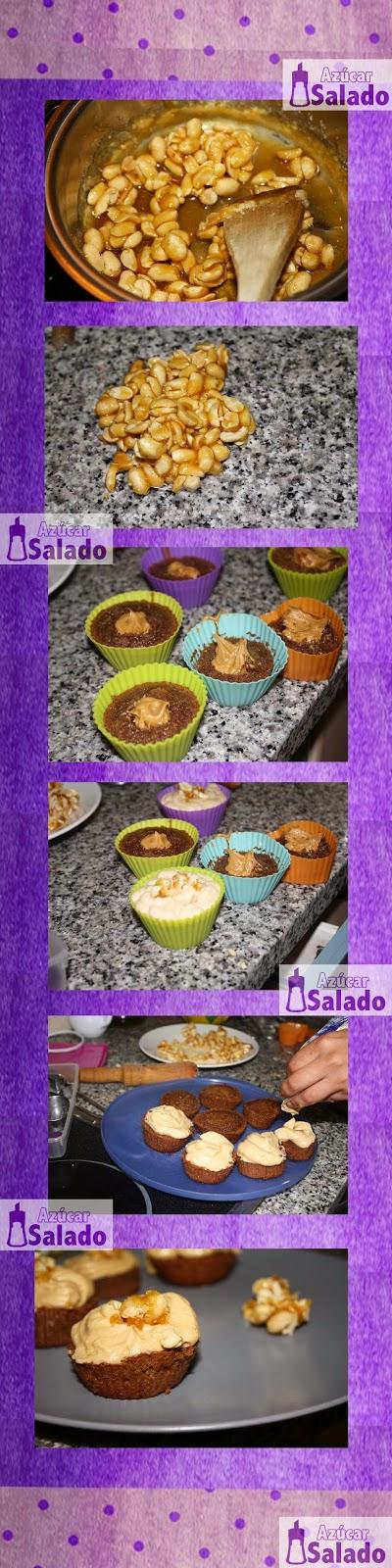 Cupcakes de chocolate y crema de cacahuete