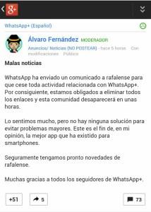 Whatsapp plus cesa su desarrollo a causa de los bloqueos a usuarios IMG_20150121_171736