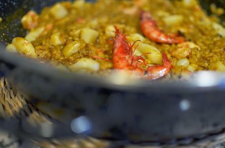Arroz con sepia y gambitas Arroz con sepia y gambitas
