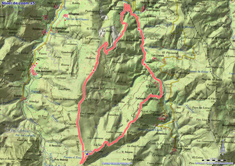 Mapa de la ruta entre Cienfuegos y Cueto La Siete