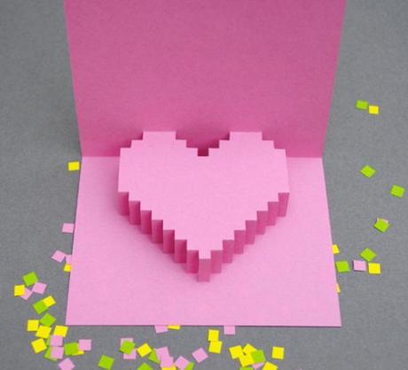 Tarjeta San Valentín 3D con corazón rosa 