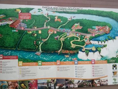 Mapa del parque nacional Iguazú en Brasil