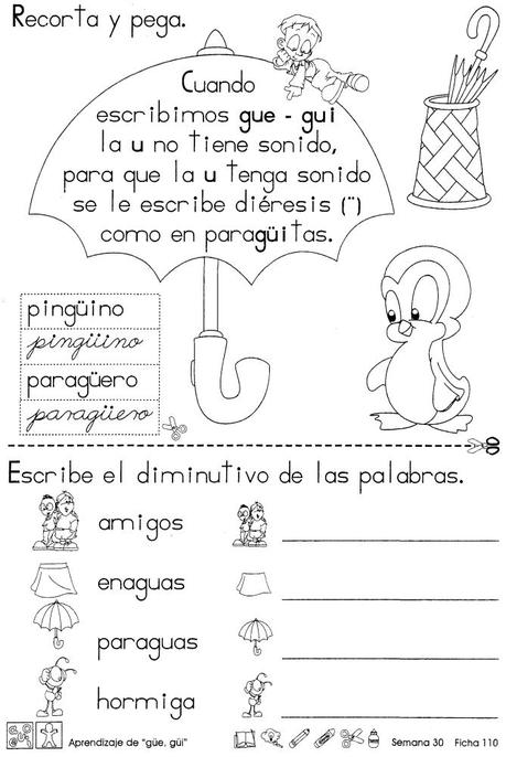 Aprendizaje de güe, güi 1er Grado Aprendizaje de gü, güi