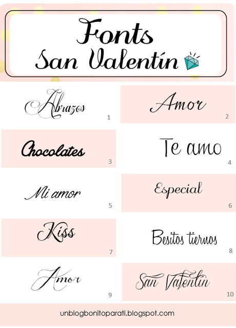 Tipos de letras para San Valentín