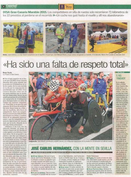 La prueba de los 10 kilómetros en silla de ruedas recorrió tan solo 7,1 kilómetros en el DISA Gran Canaria Maratón