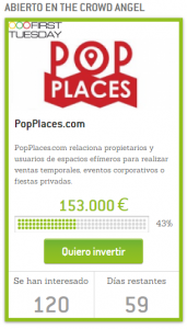 PopPlaces.com ofrece a su propia comunidad ser inversor del proyecto