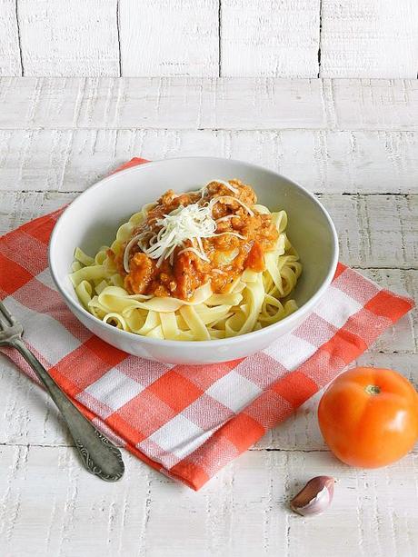 Tagliatelle a la boloñesa