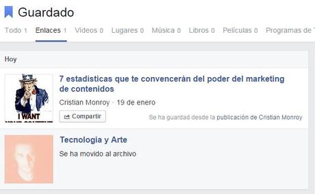 Guardado en Facebook