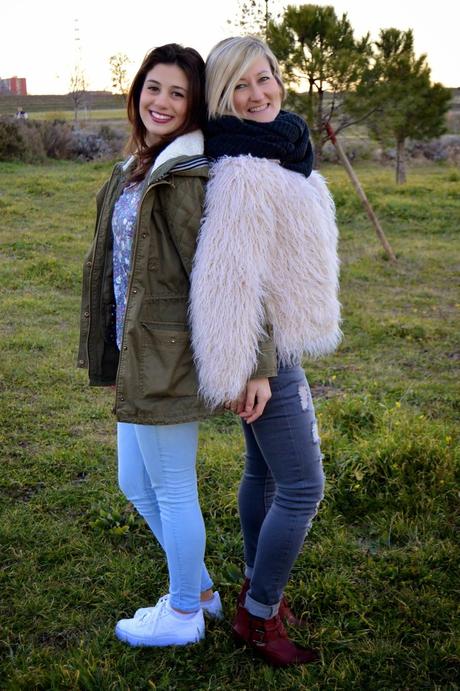 Fur coat and ripped jeans. A special shooting. Fur coat and ripped jeans. A special shooting.