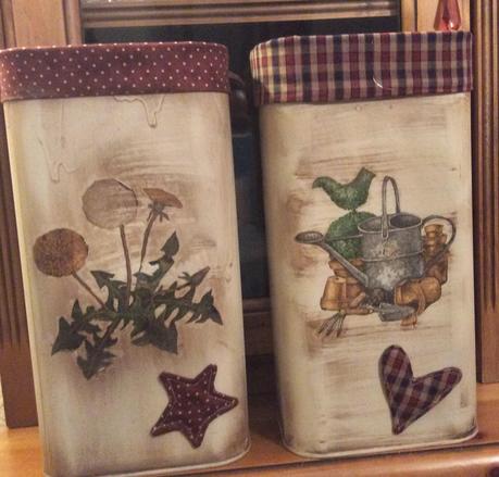 Latas en decoupage Latas en decoupage