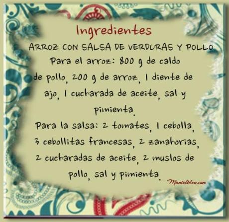 Arroz con salsa de verdura y pollo Arroz con salsa de verdura y pollo