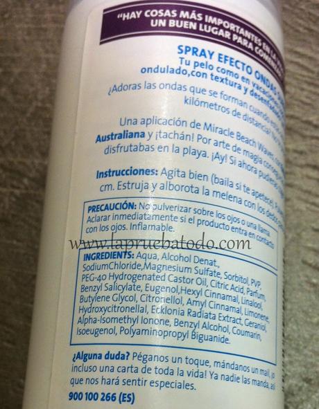Miracle beach waves de Aussie ingredientes Miracle beach waves de Aussie ingredientes