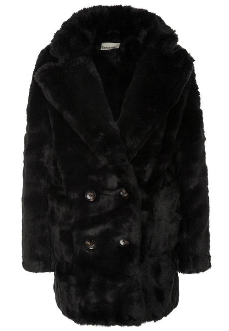 Buenas compras de rebajas Abrigo de pelo negro compras en rebajas