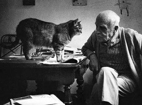 Diego Giacometti y un gato