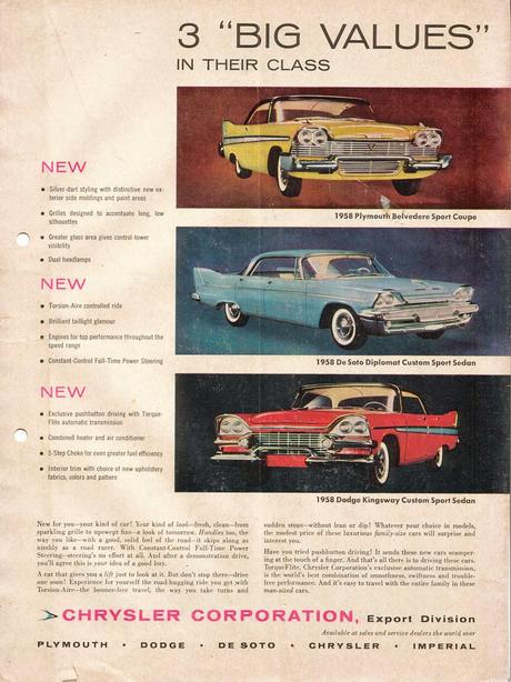 Chrysler y sus modelos 1958