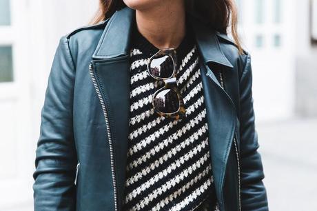 Pleated_Skirt-Striped_Sweater-APC_Paris-Green_Biker_Jacket-Reiss_Fashion-Outfit-Street_Style-47