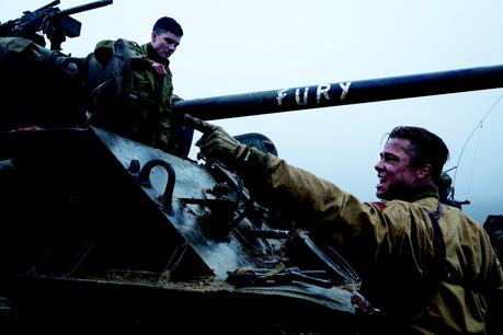 Norman (Logan Lerman) and Wardaddy (Brad Pitt) in Columbia Pictures' FURY.