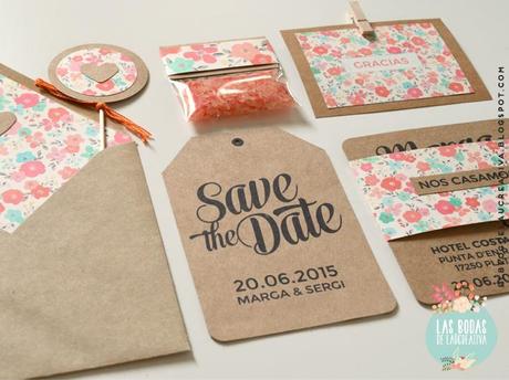 INVITACIONES DE BODA: KRAFT + PATTERN DE FLORES INVITACIONES DE BODA: KRAFT + PATTERN DE FLORES