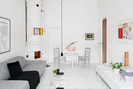 Un estudio decorado en gris y rosa Un estudio decorado en gris y rosa