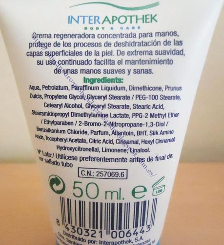 Crema de manos regeneradora Interapothek Crema de manos regeneradora Interapothek