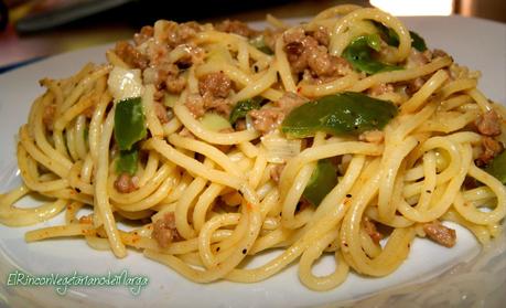 Espaguettis de soja con pimiento