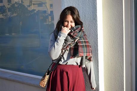 Maroon, gray and checkered scarf Maroon, gray and checkered scarf