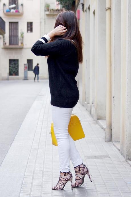 White Pants & Printed Heels