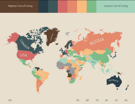 El coste de la vida en todos los países del mundo