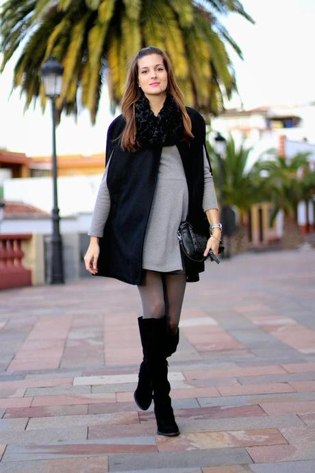 Grey Dress and Black Cape Grey Dress and Black Cape