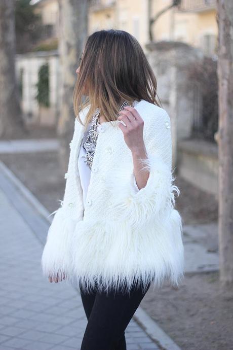 white faux fur coat13
