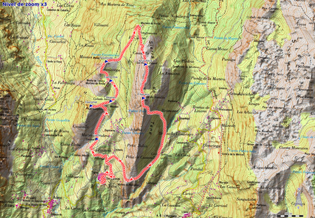 Mapa de la ruta por la sierra de Tene, Quirós