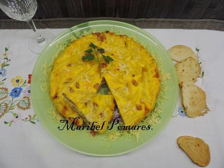 Tortilla de macarrones a la carbonara en olla programable. Tortilla de macarrones a la carbonara en olla programable.