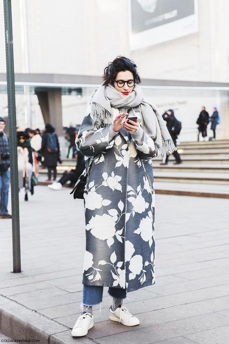 STREET STYLE NYFW I New_York_Fashion_Week-Fall_Winter_2015-Street_Style-NYFW-Printed_Coat-Saint_Laurent_Sneakers-Grey_Scarf-