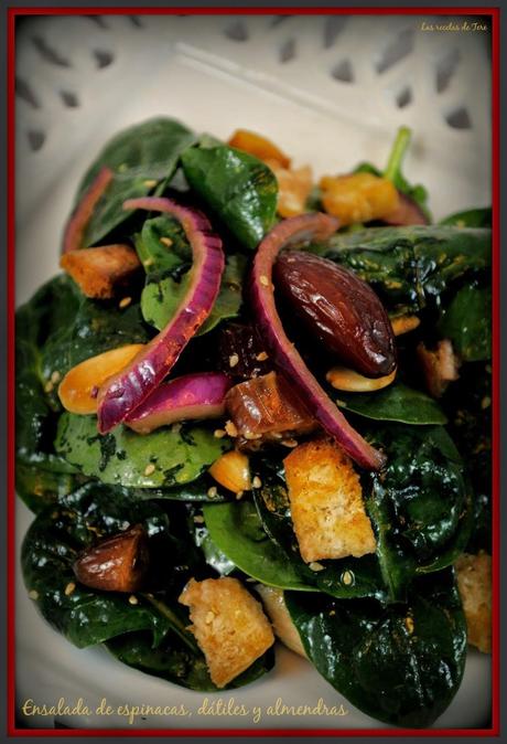 ensalada de espinacas dátiles y almendras tererecetas las recetas de tere 02 ensalada de espinacas dátiles y almendras tererecetas 02
