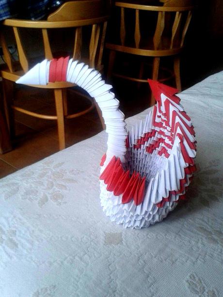 Cisne de origami 3D hecho por Nacho